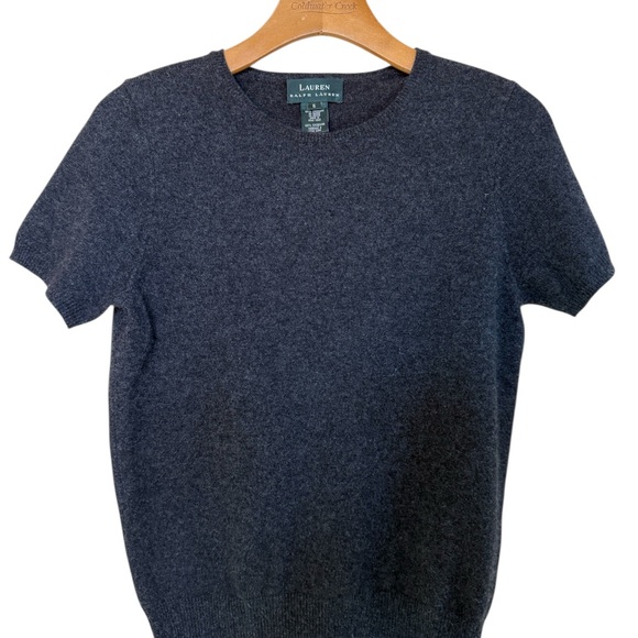 Lauren Ralph Lauren Gray Crew Neck Cashmere Sweater - Picture 2 of 5